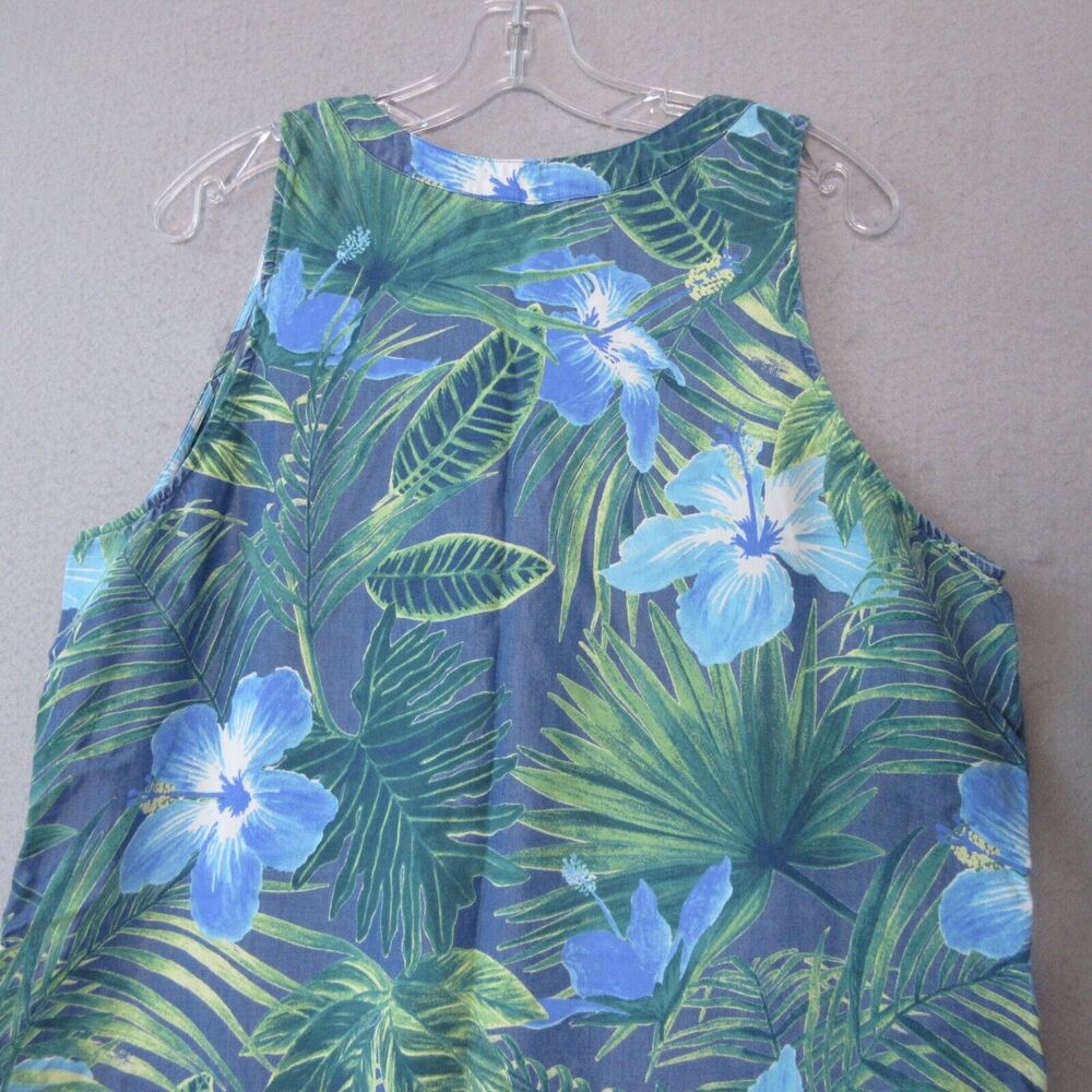 Tommy Bahama Dress XL Floral Shift Pockets Tencel Chambray Beach Vacation - Picture 9 of 10